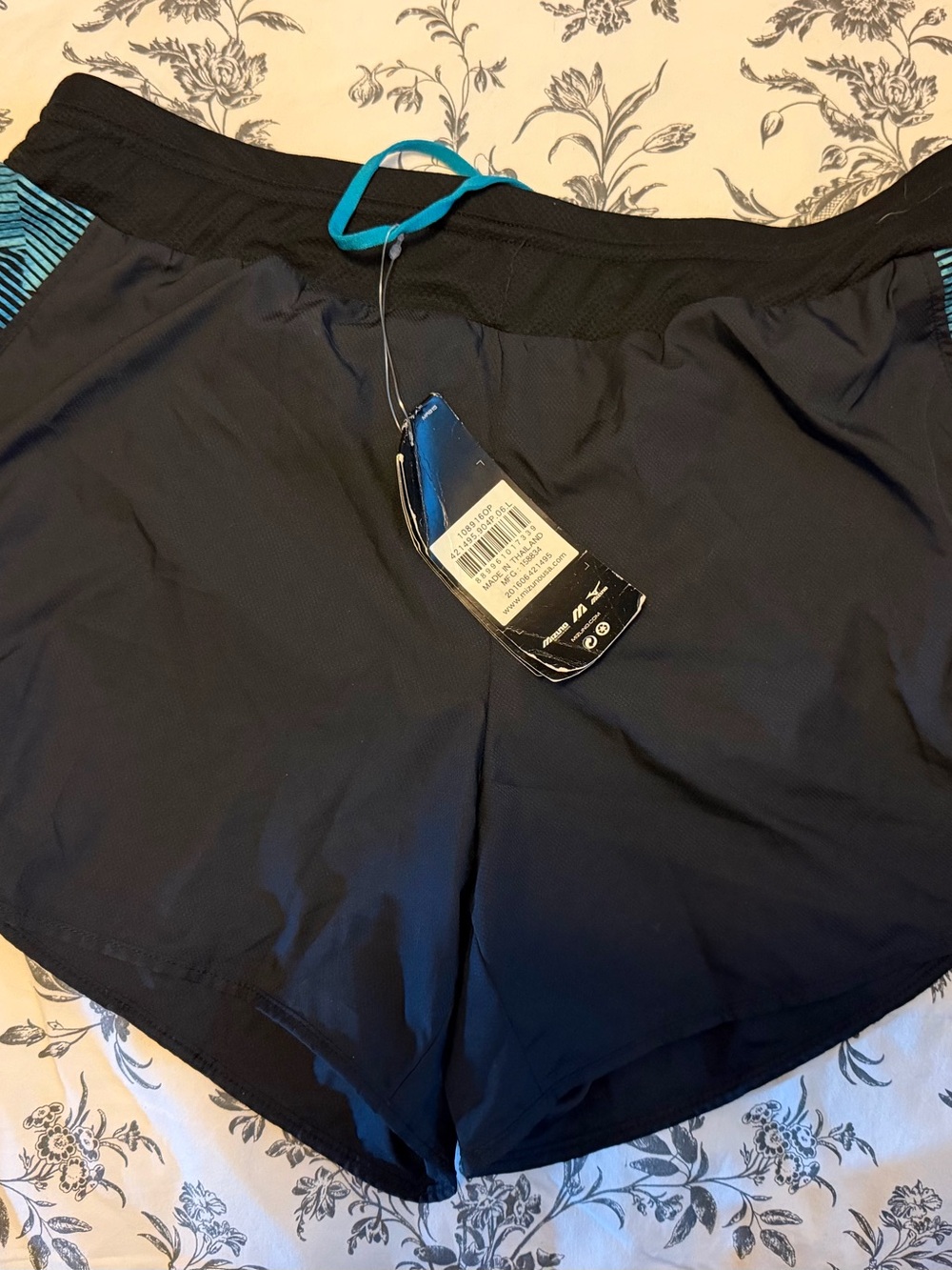 Mizuno Women's Black Athletic Shorts with Teal Accent - NWT